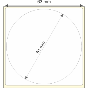 Rollo etq.63x63/1 Papel B Brillo Ink-Perm 0/0- St B-D 61