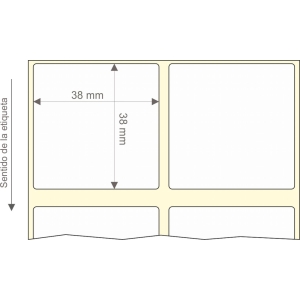 Rollo etq.38x38/2 Papel B Mate Extra Ink-Perm  0/0- St B-R
