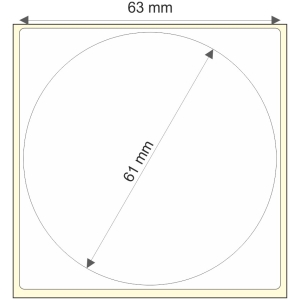Rollo etq.63x63/1 Papel B Brillo Ink-Perm 0/0- St B-D 61